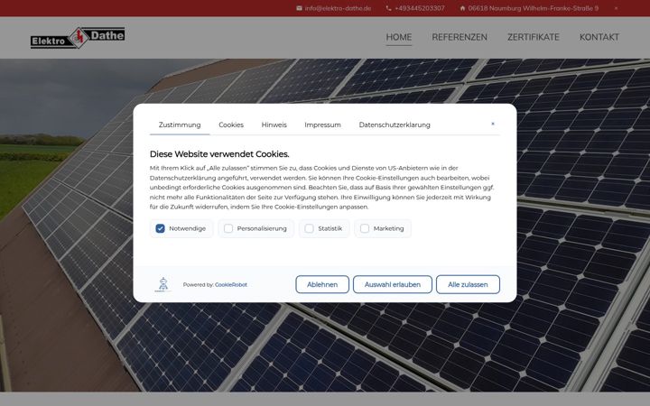 Screenshot van elektro-dathe.de