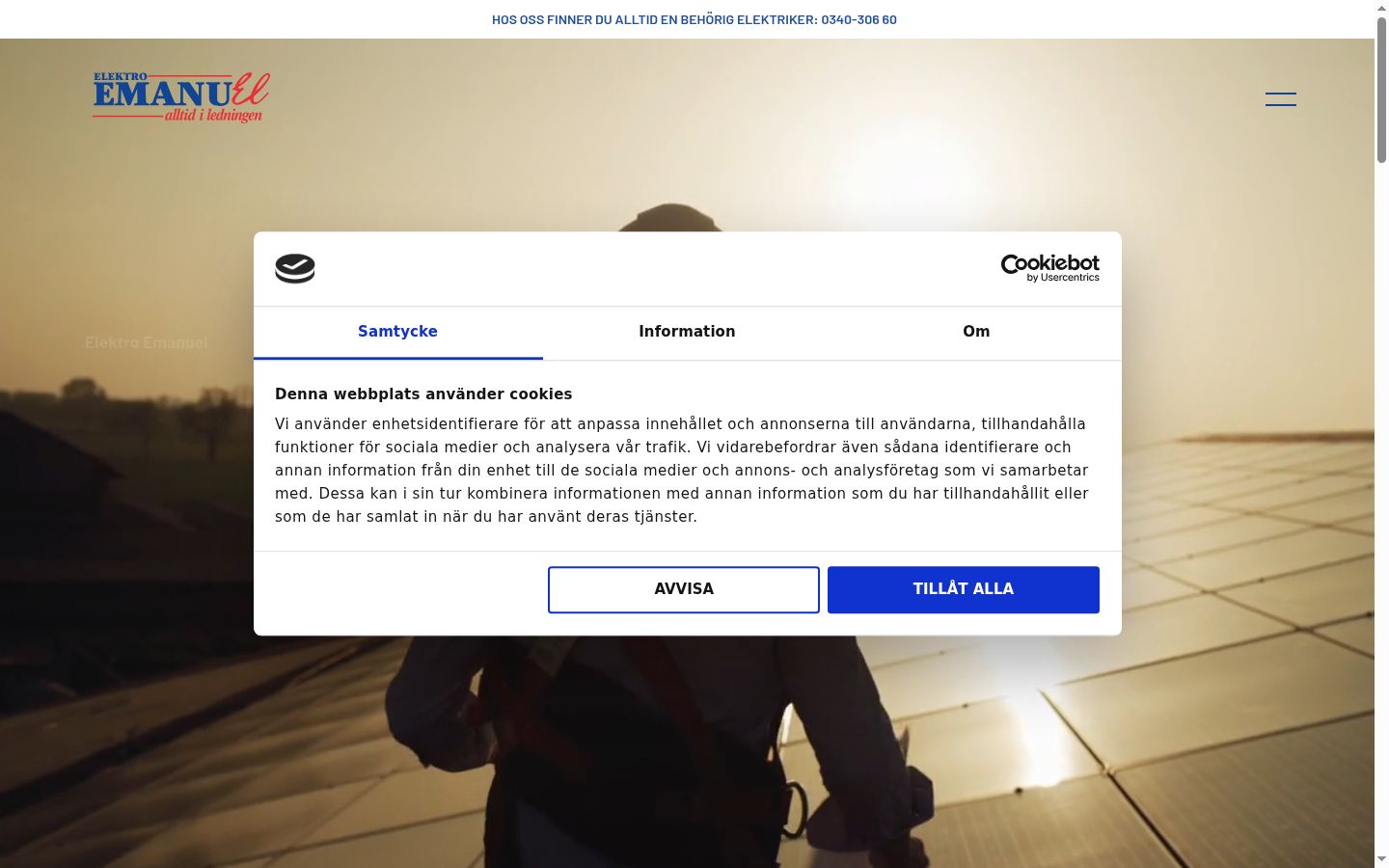 Screenshot del banner di consenso mostrato prima di qualsiasi interazione