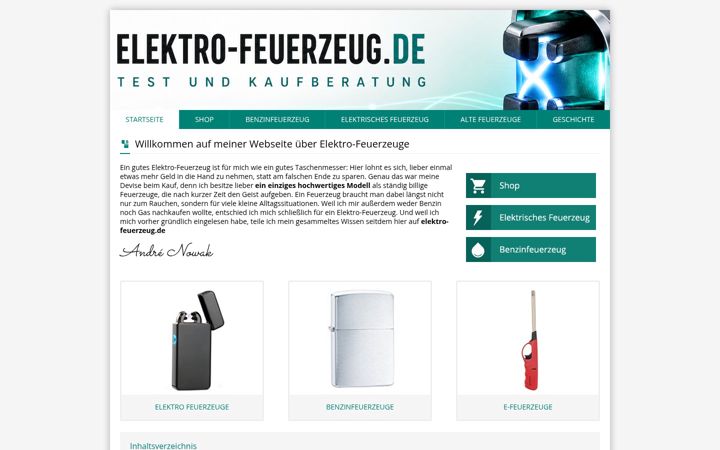 Screenshot di elektro-feuerzeug.de