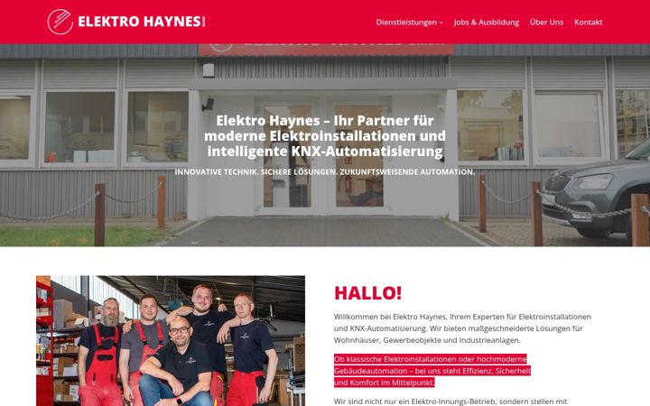Skjámynd af elektro-haynes.de