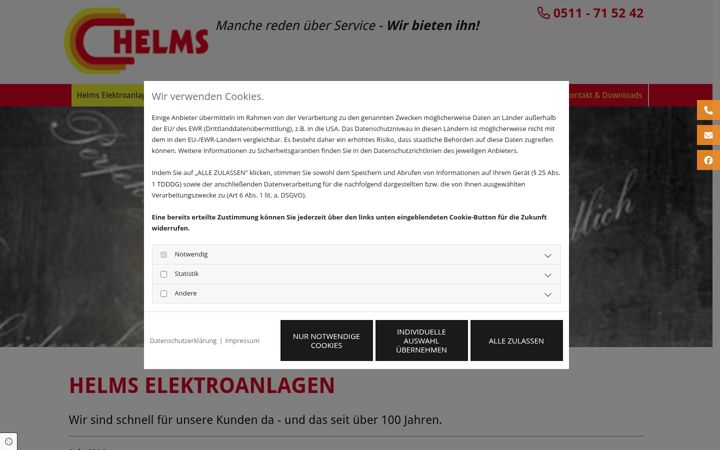 Skjámynd af elektro-helms.de