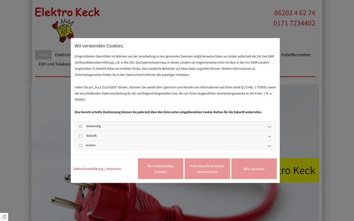 Screenshot di elektro-keck-heddesheim.de