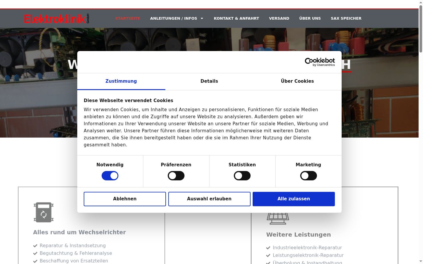 Captura de pantalla del banner de consentimiento mostrado antes de cualquier interacción
