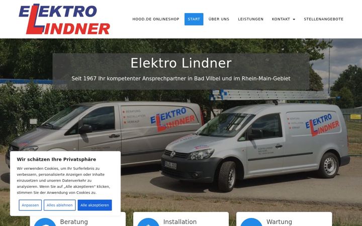 Ekraanipilt saidist elektro-lindner-badvilbel.de