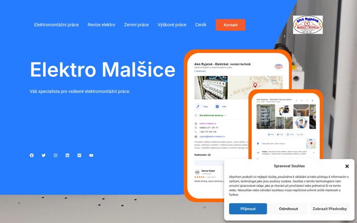 Snímek obrazovky elektro-malsice.cz