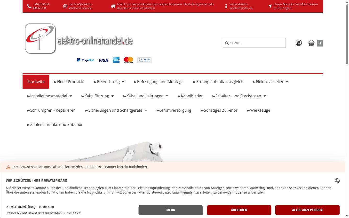 Captura de pantalla del banner de consentimiento mostrado antes de cualquier interacción