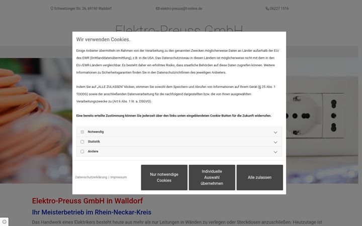 Captura de pantalla de elektro-preuss-gmbh.de