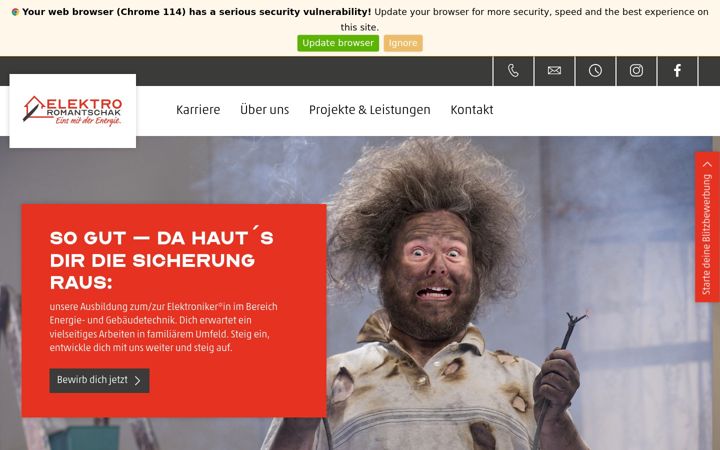 Snímek obrazovky elektro-romantschak.de