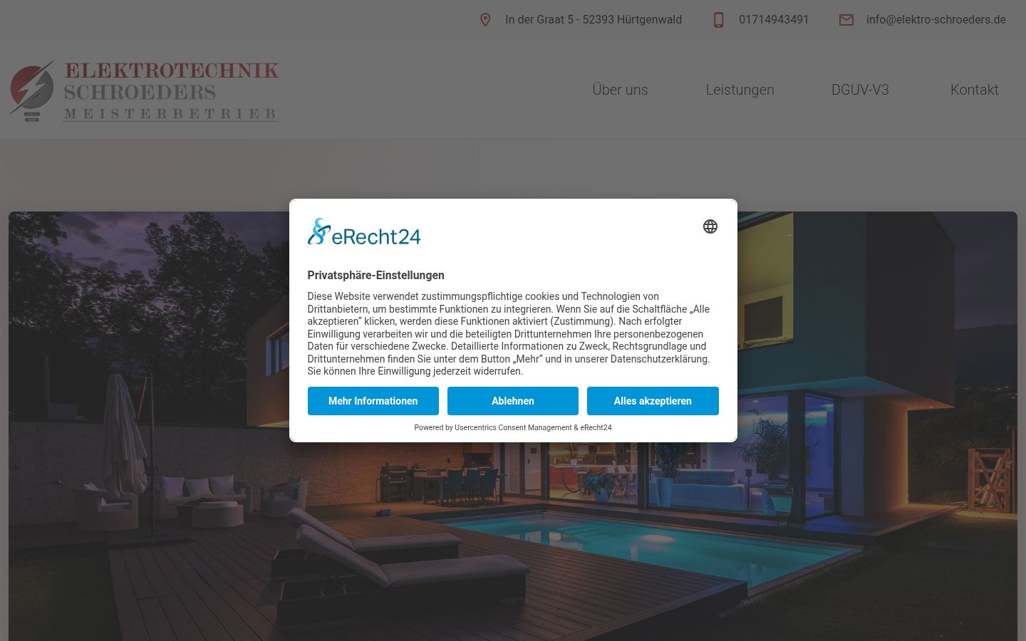 Screenshot des Einwilligungsbanners vor jeglicher Interaktion