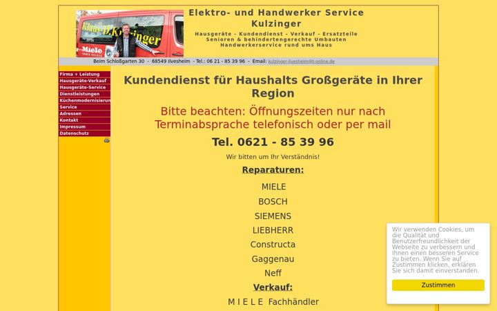 Captura de ecrã de elektro-service-kulzinger.de