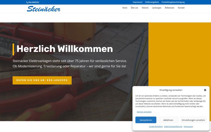 Screenshot di elektro-steinaecker.de