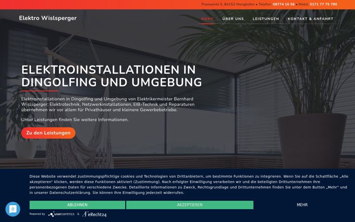 Skærmbillede af elektro-wislsperger.de