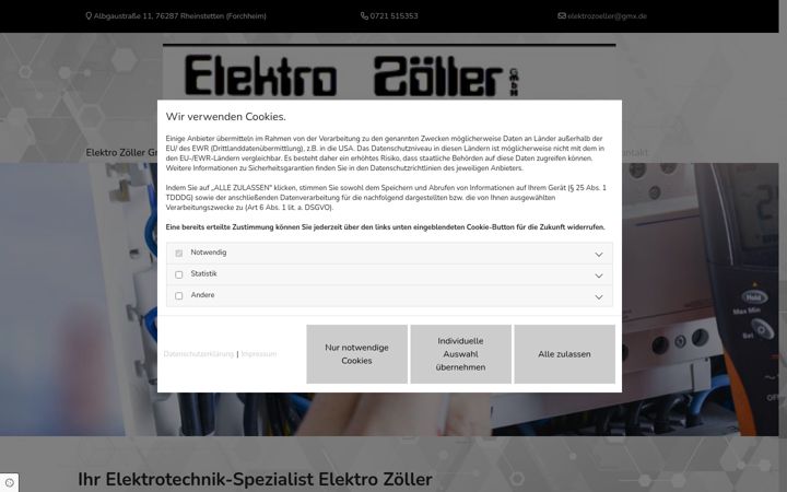 Skærmbillede af elektro-zoeller-gmbh.de