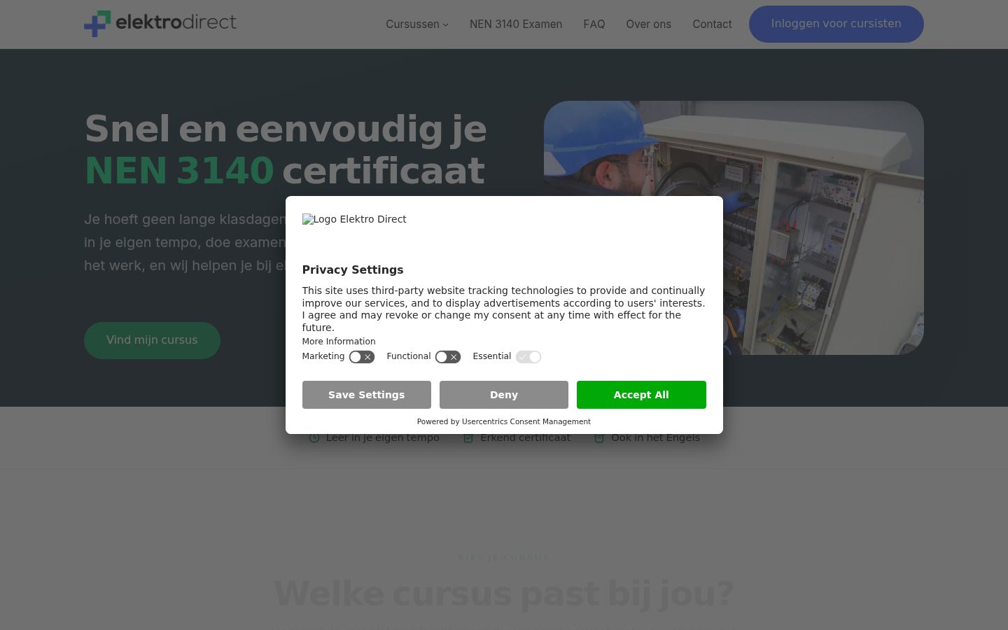Capture d'écran de la bannière de consentement affichée avant toute interaction