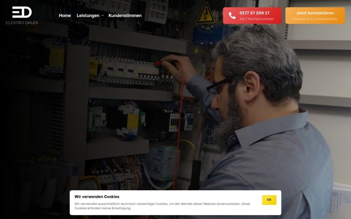 Captura de pantalla de elektrofachbetrieb-daudi.de