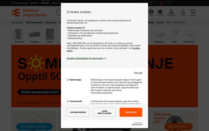 Screenshot von elektroimportoren.no