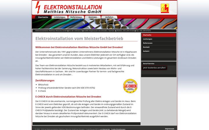 Екранна снимка на elektroinstallation-nitzsche.de