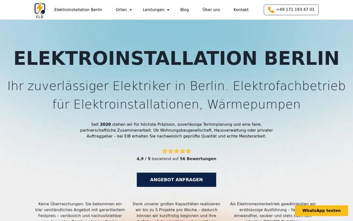 Screenshot of elektroinstallationberlin.com