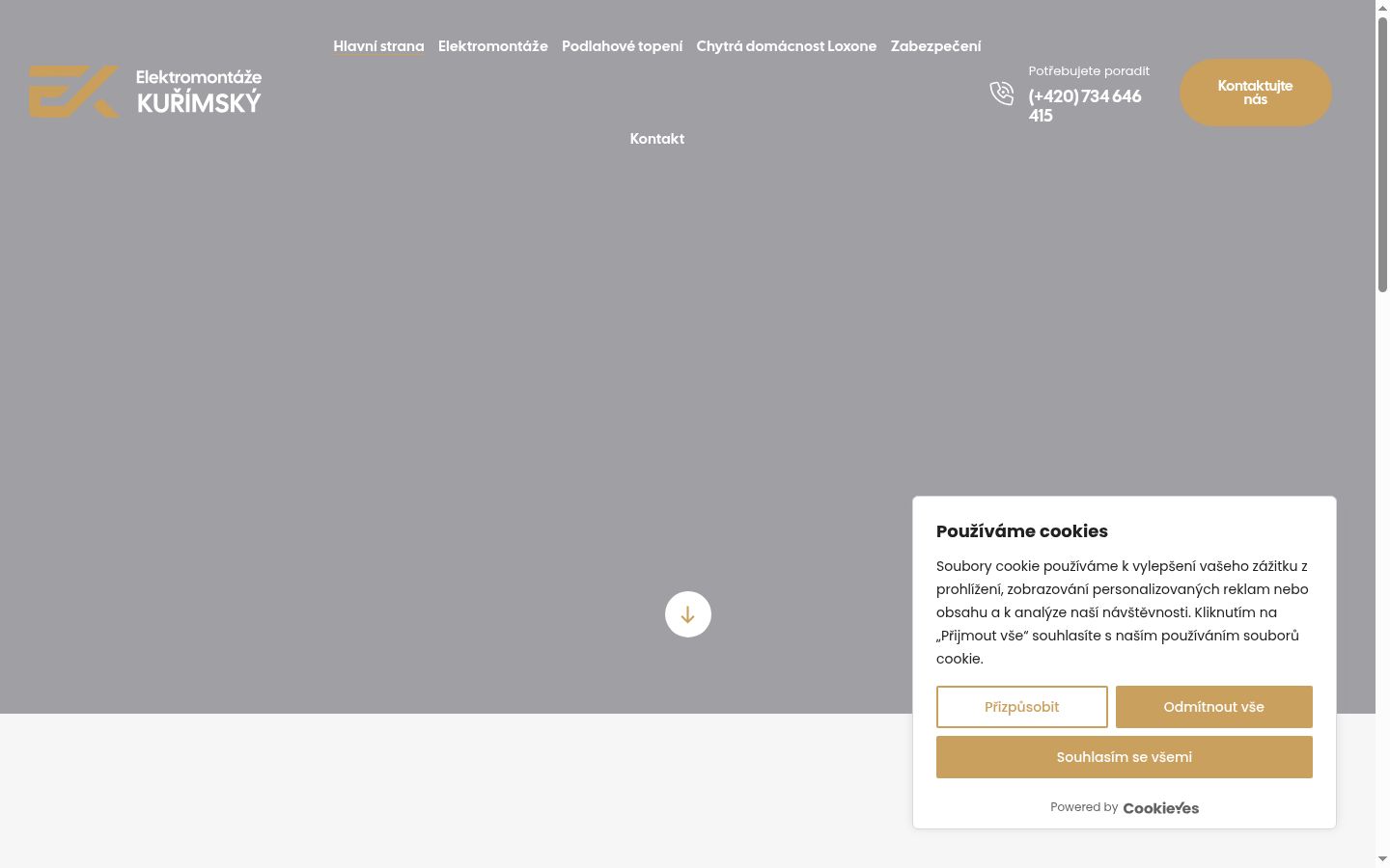 Snímek obrazovky baneru souhlasu zobrazeného před jakoukoli interakcí