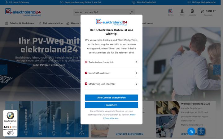 Screenshot of elektroland24.de