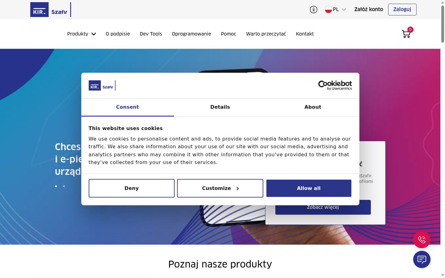 Screenshot del banner di consenso mostrato prima di qualsiasi interazione