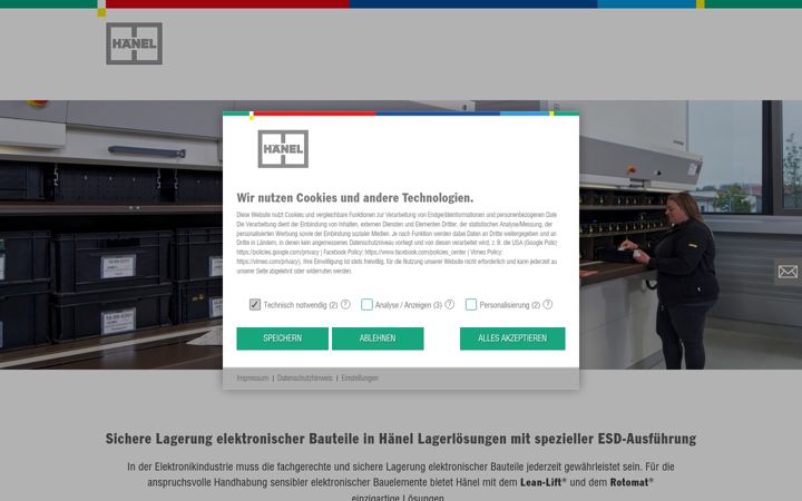 Snímek obrazovky elektronik-lagerung.ch