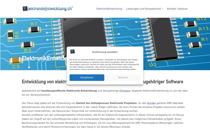 Snímek obrazovky elektronikentwicklung.ch