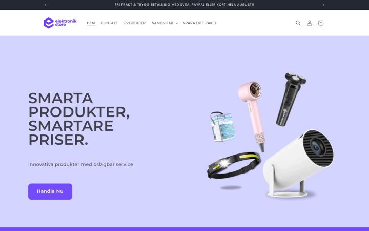Snímek obrazovky elektronikstore.se