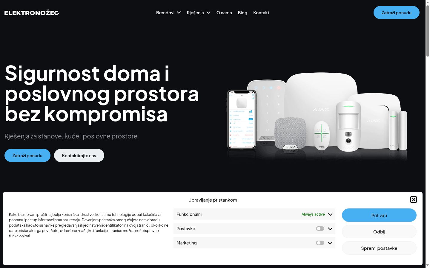 Snímka obrazovky banera súhlasu zobrazeného pred akoukoľvek interakciou