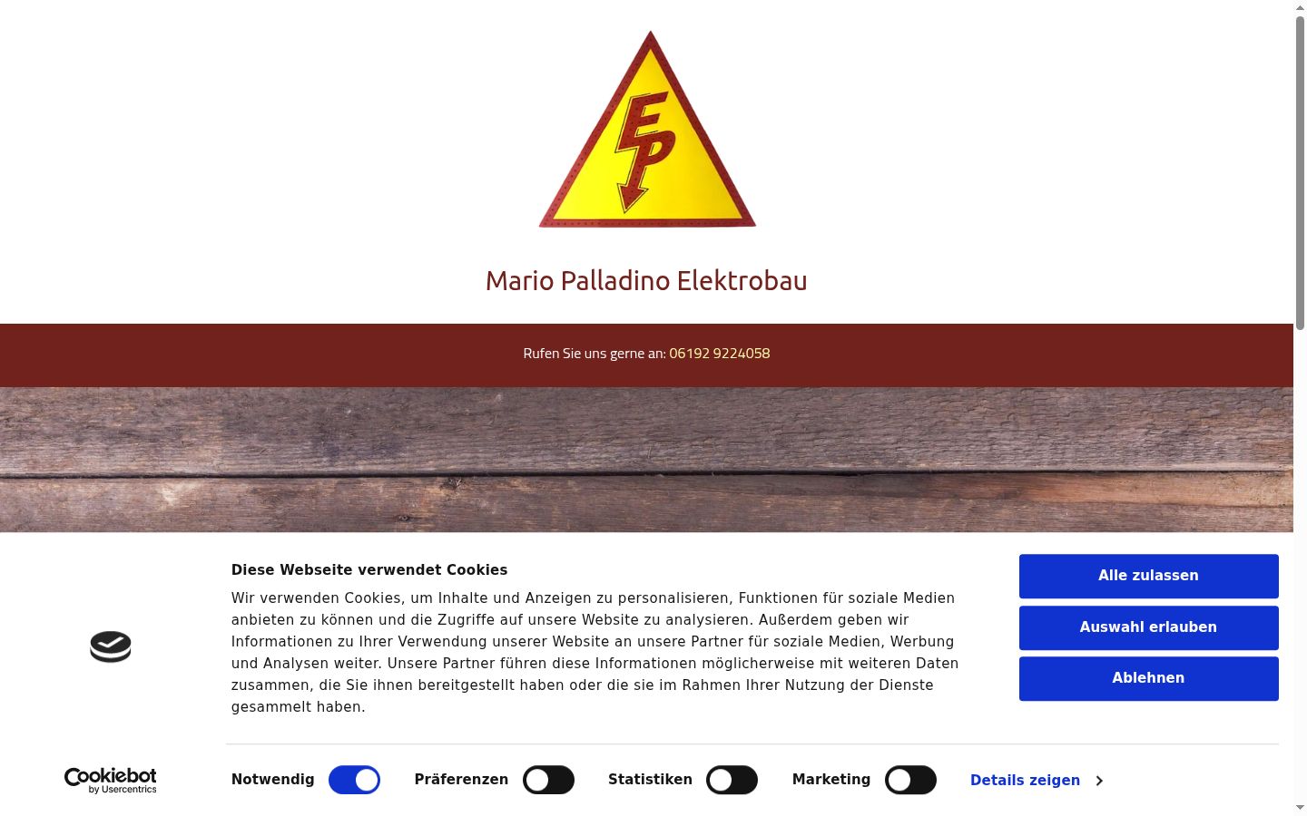 Screenshot des Einwilligungsbanners vor jeglicher Interaktion