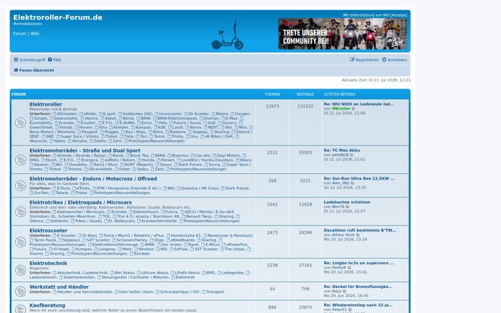 Screenshot of elektroroller-forum.de