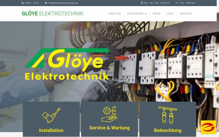 Zrzut ekranu elektrotechnik-gloeye.de