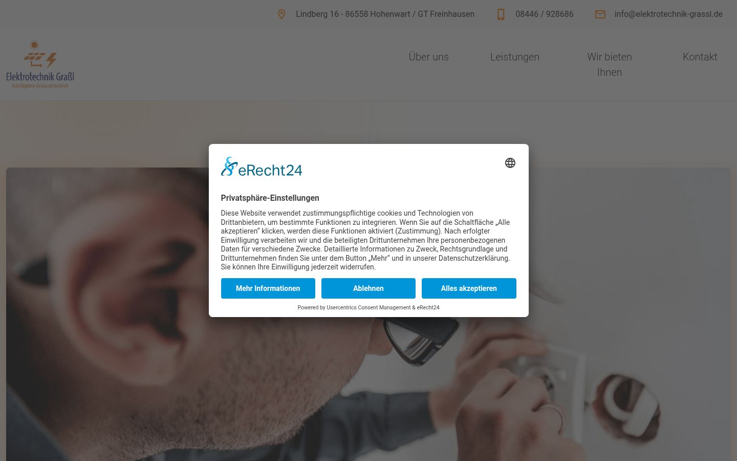 Screenshot of the consent banner shown before any interaction