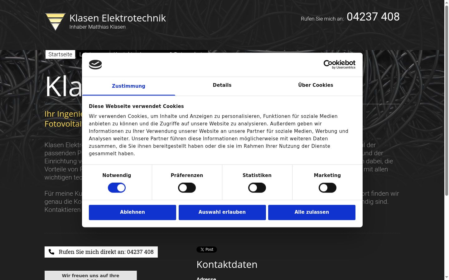 Screenshot of the consent banner shown before any interaction