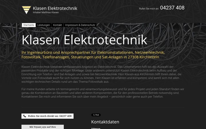 Zrzut ekranu elektrotechnik-klasen.de
