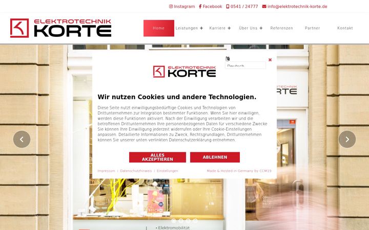 Екранна снимка на elektrotechnik-korte.de