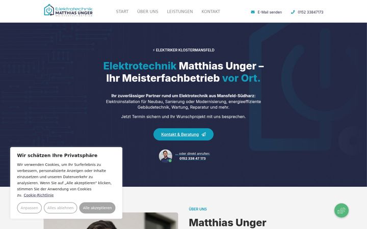 Екранна снимка на elektrotechnik-matthiasunger.de