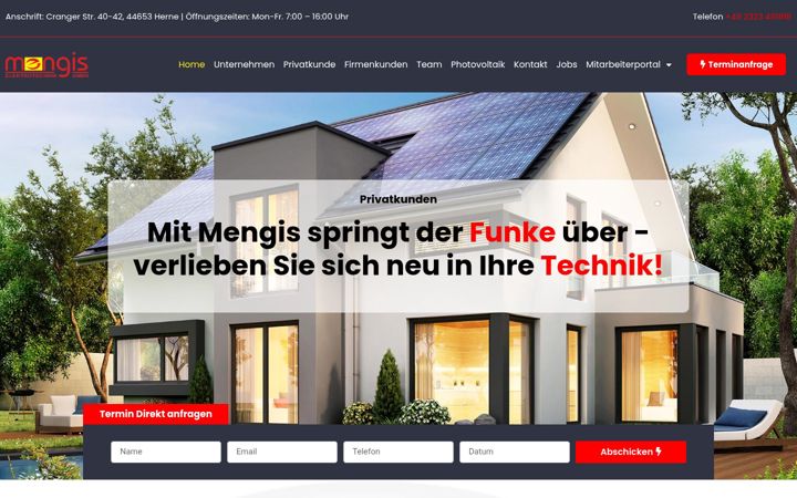 Екранна снимка на elektrotechnik-mengis.de