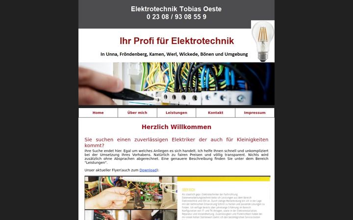 Екранна снимка на elektrotechnik-oeste.de