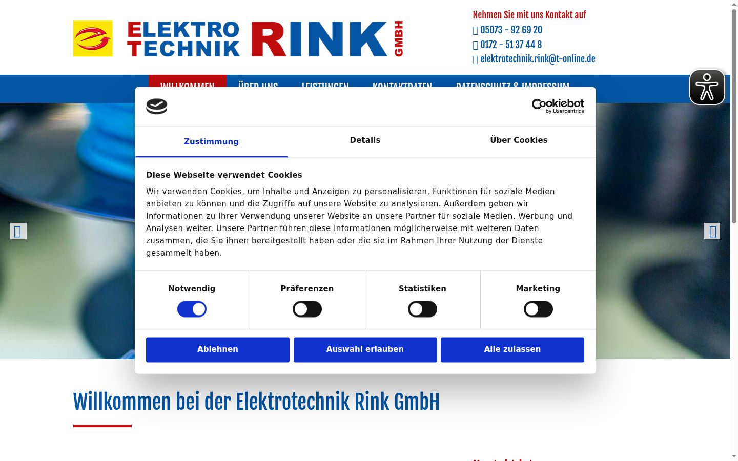 Screenshot of the consent banner shown before any interaction