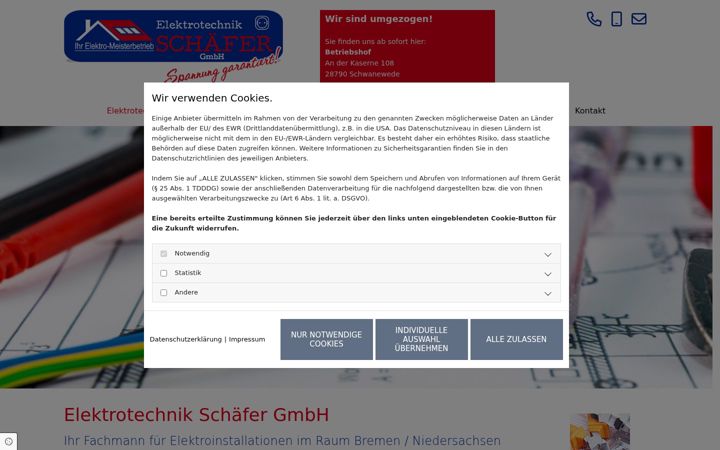 Screenshot of elektrotechnik-schaefer.com