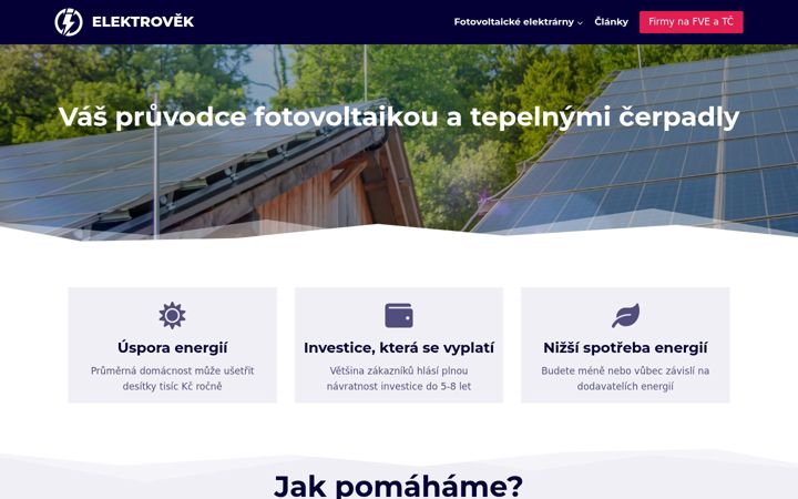 Skærmbillede af elektrovek.cz