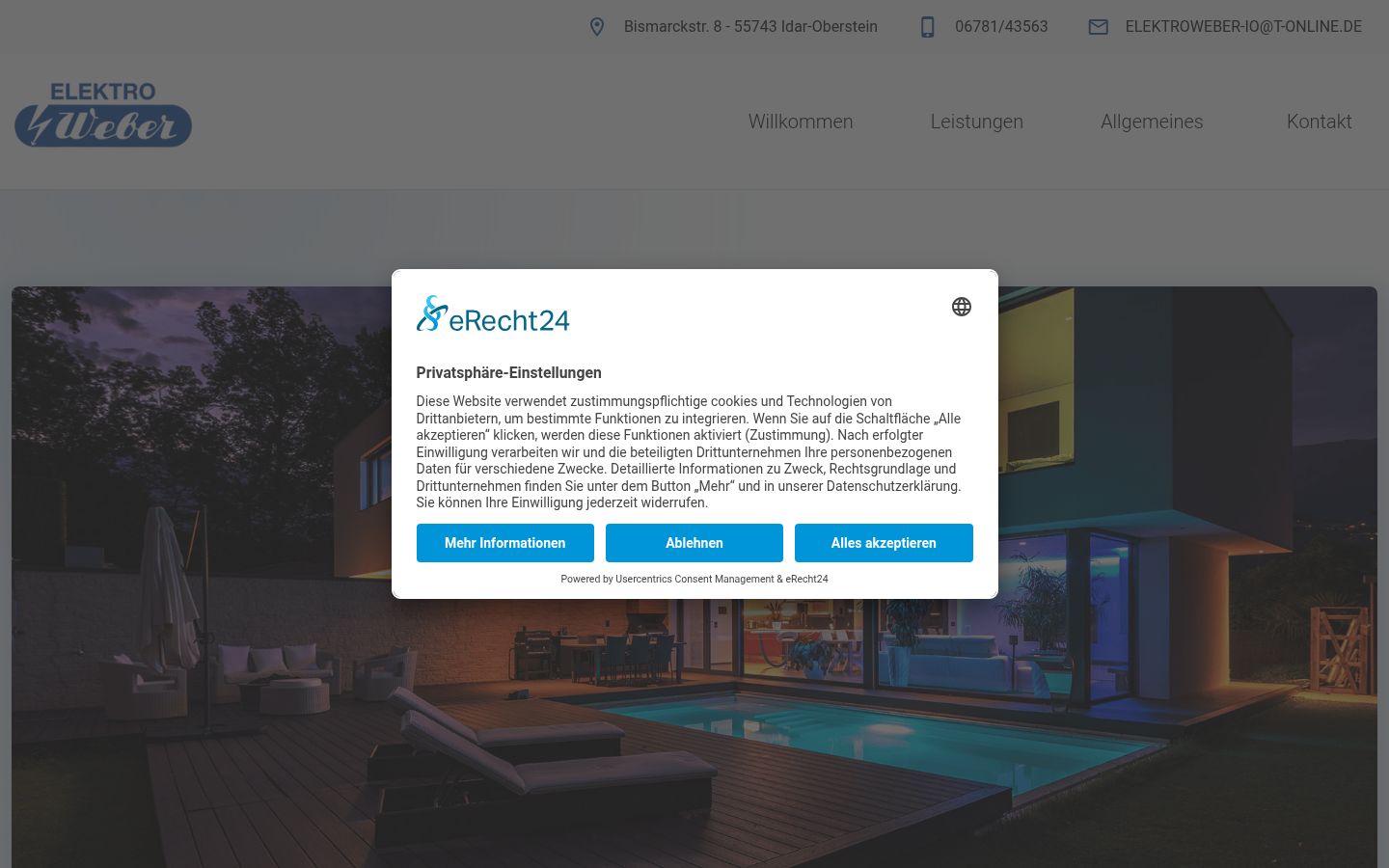 Screenshot del banner di consenso mostrato prima di qualsiasi interazione
