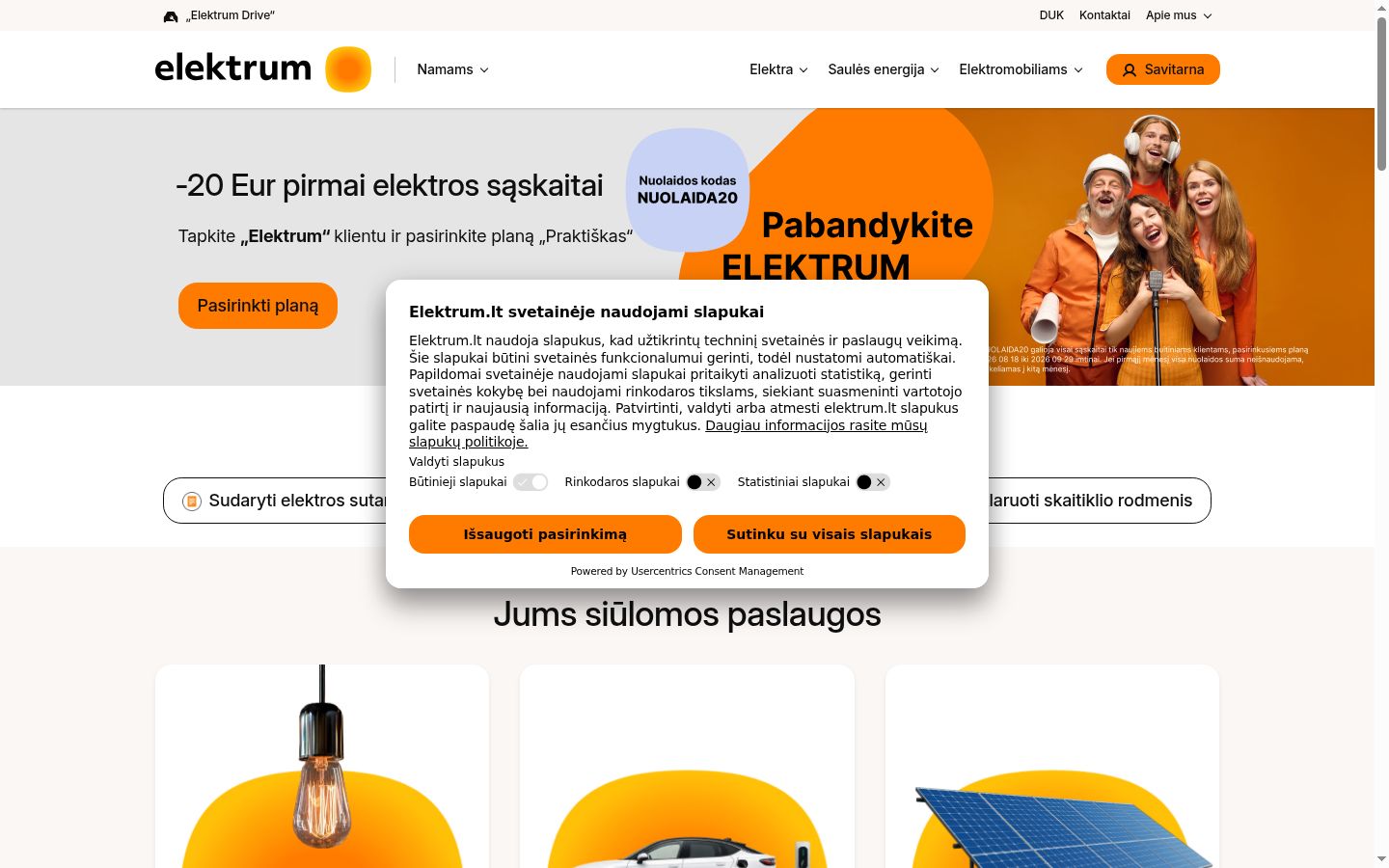 Screenshot of the consent banner shown before any interaction