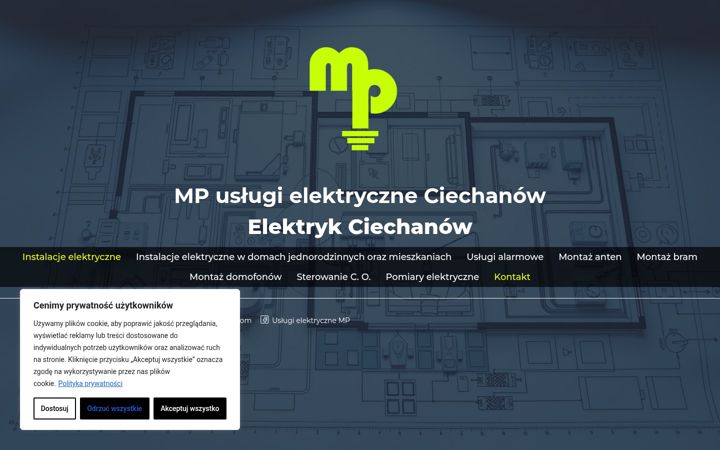 Snímek obrazovky elektrykciechanow.com.pl