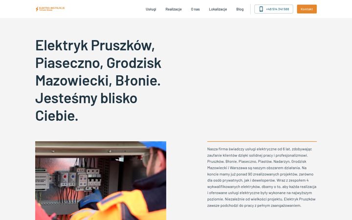Skærmbillede af elektrykpruszkow.pl