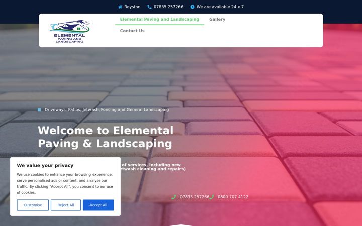 Ekrānuzņēmums no elementalpavingandlandscaping.co.uk