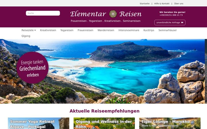 Екранна снимка на elementar-reisen.de