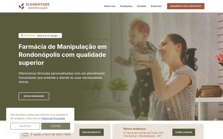 Screenshot stránky elementarerondonopolis.com.br