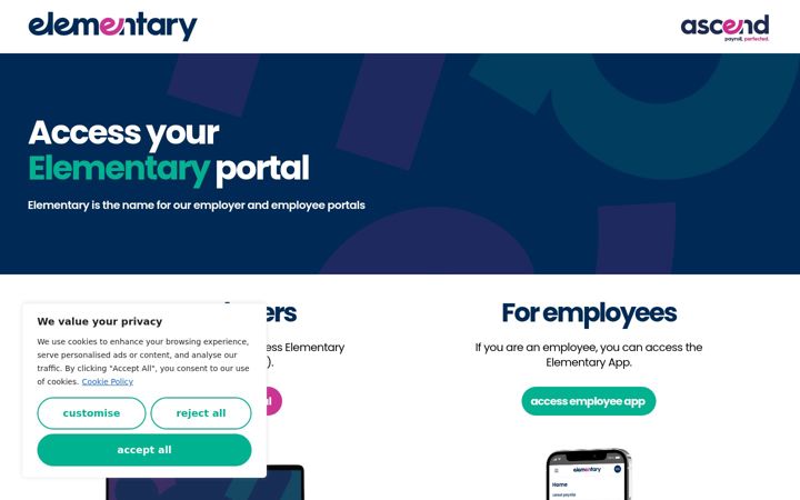Ekrānuzņēmums no elementary.co.uk